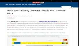 
							         Idea Cellular Silently Launches Prepaid Self Care Web Portal ...								  
							    