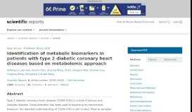
							         Identification of metabolic biomarkers in patients with type 2 diabetic ...								  
							    