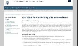 
							         IDT Web Portal Pricing and Information - CMMT								  
							    