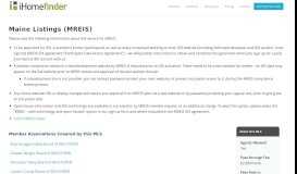 
							         IDX for Maine Listings MLS (MREIS) | iHomefinder								  
							    