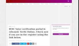 
							         IEBC Voter verification portal is released. Verify Online, Check now if ...								  
							    
