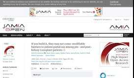 
							         If you build it, they may not come: modifiable barriers to patient portal ...								  
							    