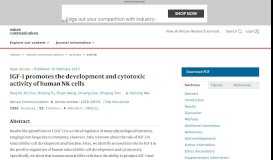 
							         IGF-1 promotes the development and cytotoxic activity of human NK ...								  
							    