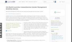 
							         IHS Markit Launches Comprehensive Vendor Management Workflow ...								  
							    