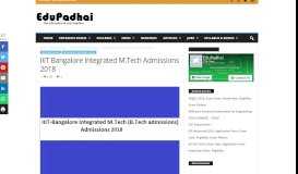 
							         IIIT Bangalore B Tech Admissions 2018: Application Form, Dates ...								  
							    