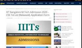 
							         IIIT Bangalore M.Tech Admission 2018 | AglaSem Admission								  
							    
