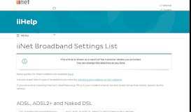 
							         iiNet Broadband Settings List | iiHelp								  
							    