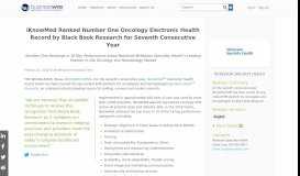
							         iKnowMed Ranked Number One Oncology Electronic Health Record ...								  
							    