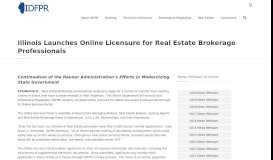 
							         Illinois Launches Online Licensure for Real Estate Brokerage ... - idfpr								  
							    