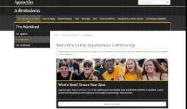 
							         I'm Admitted - Admissions - Appalachian State University								  
							    