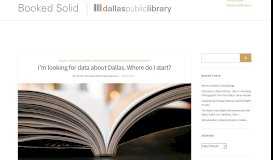 
							         I'm looking for data about Dallas. Where do I start? – Booked Solid								  
							    