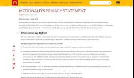 
							         I'm lovin' it! McDonald's® Malaysia | MCDONALD'S PRIVACY ...								  
							    