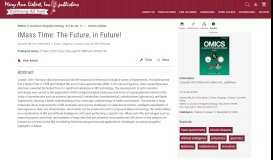 
							         IMass Time: The Future, in Future! | OMICS: A Journal of ...								  
							    