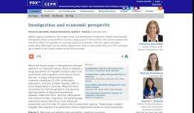 
							         Immigration and economic prosperity | VOX, CEPR Policy Portal - VoxEU								  
							    