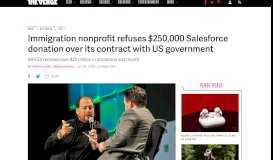 
							         Immigration nonprofit refuses $250,000 Salesforce donation over its ...								  
							    