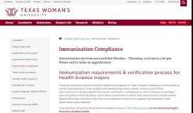 
							         Immunization Compliance - Student Health Services - Texas Woman's ...								  
							    