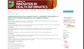 
							         Implementing and Using a Patient Portal: A qualitative exploration of ...								  
							    
