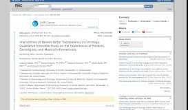
							         Implications of Patient Portal Transparency in Oncology: Qualitative ...								  
							    