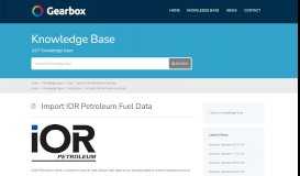 
							         Import IOR Petroleum Fuel Data – Gearbox Support								  
							    