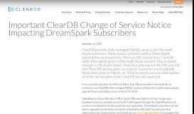 
							         Important ClearDB Change of Service Notice Impacting DreamSpark ...								  
							    