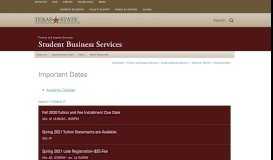 
							         Important Dates : Student Business Services : Texas State University								  
							    
