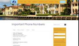 
							         Important Phone Numbers - Collier Building Industry Association								  
							    