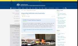 
							         Importing Vehicles into Australia - Department of Infrastructure								  
							    