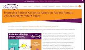 
							         Improving Patient Access to Notes on Patient Portals: An OpenNotes ...								  
							    