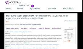 
							         Improving work placement for international students, their supervisors ...								  
							    