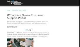 
							         IMT-Vislink Opens Customer Support Portal - GovernmentVideo.com								  
							    