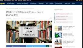 
							         IMU CET Admit Card 2019 (Issued) – Download Here | AglaSem ...								  
							    