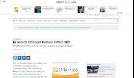 
							         In Search Of Client Portals: Office 365 | Above the Law								  
							    