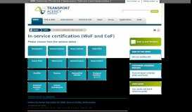 
							         In-service certification (WoF and CoF) - NZTA Vehicle Portal - VIRMs								  
							    