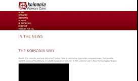 
							         In the News - koinonia primary care								  
							    