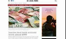 
							         Inactive local bank accounts worth almost $900 – BC Local News								  
							    