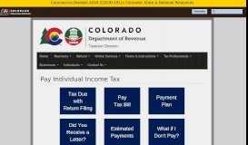 
							         Income Tax | Individual -- Pay | Department of ... - Colorado.gov								  
							    