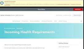 
							         Incoming Health Requirements : Student Health ... - Boston University								  
							    