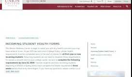 
							         Incoming Student Health Forms | Union College								  
							    