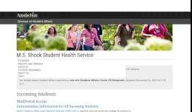 
							         Incoming Students - MS Shook Student Health Service - Appalachian ...								  
							    