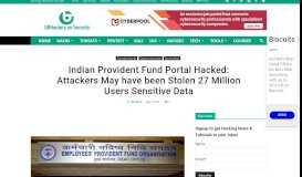 
							         Indian Provident Fund Portal Hacked 27 M Users Sensitive Data at Risk								  
							    