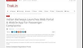 
							         Indian Railways Launches Web Portal & Mobile App For Passenger ...								  
							    