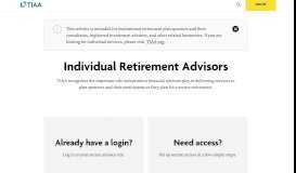
							         Individual Retirement Advisors | TIAA								  
							    