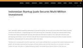 
							         Indonesian Startup Jualo Secures Multi-Million Investment ...								  
							    