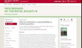 
							         Inferred relatedness and heritability in malaria parasites | Proceedings ...								  
							    