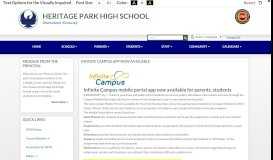 
							         Infinite Campus app now available - Heritage Park High School								  
							    