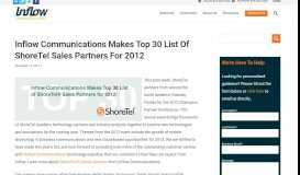 
							         Inflow Communications Makes Top 30 List of ShoreTel Sales Partners ...								  
							    