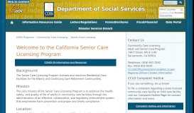 
							         Info & Resources > CDSS Programs > Community Care Licensing ...								  
							    