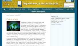 
							         Info & Resources > CDSS Programs > Foster Care - CA.gov								  
							    