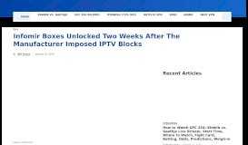 
							         Infomir Boxes Unlocked After Manufacturer Imposed IPTV Blocks								  
							    