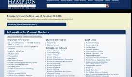
							         Information for Current Students - Hampton University								  
							    